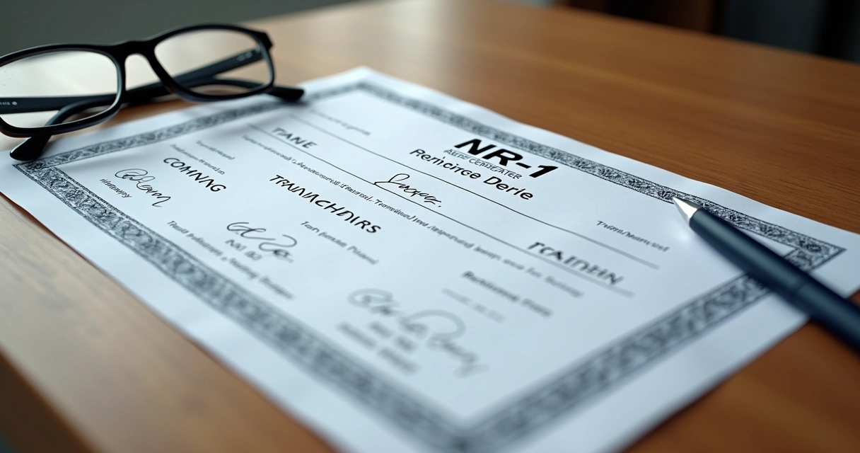 Exemplo de certificado de treinamento NR-1 preenchido