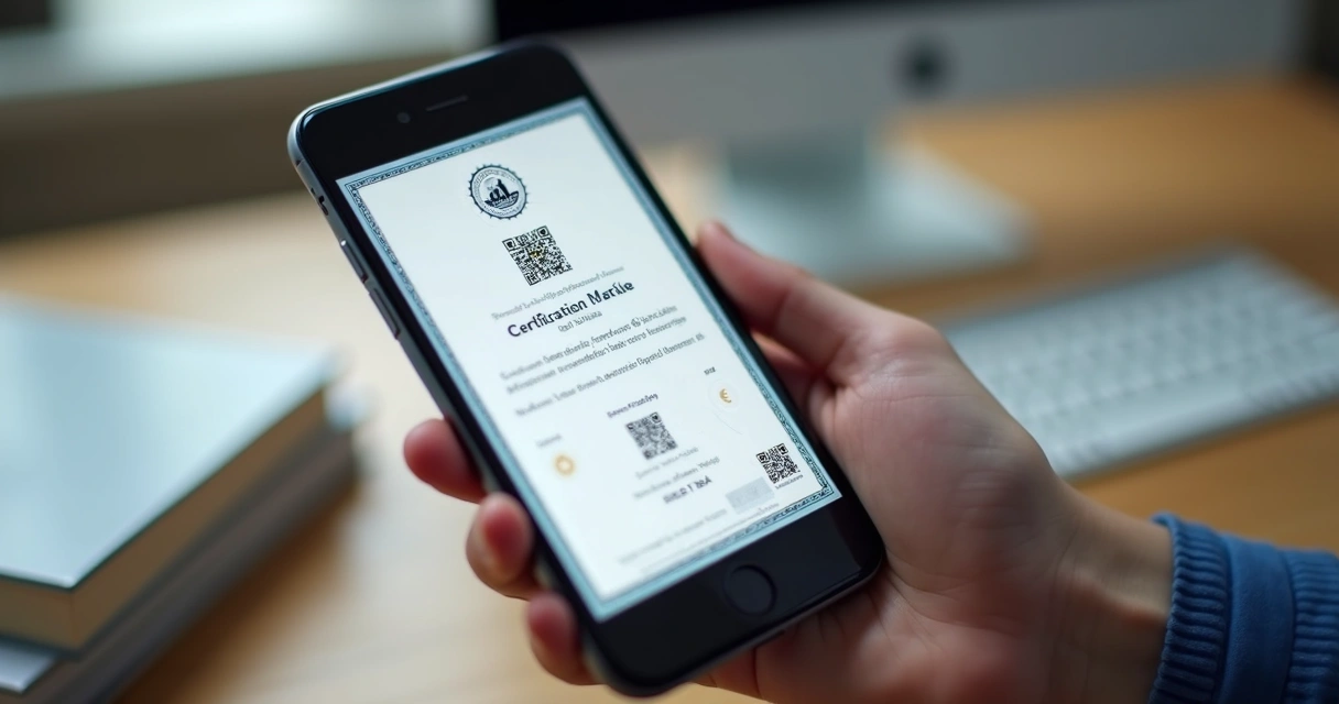 Certificado digital sendo exibido em celular 