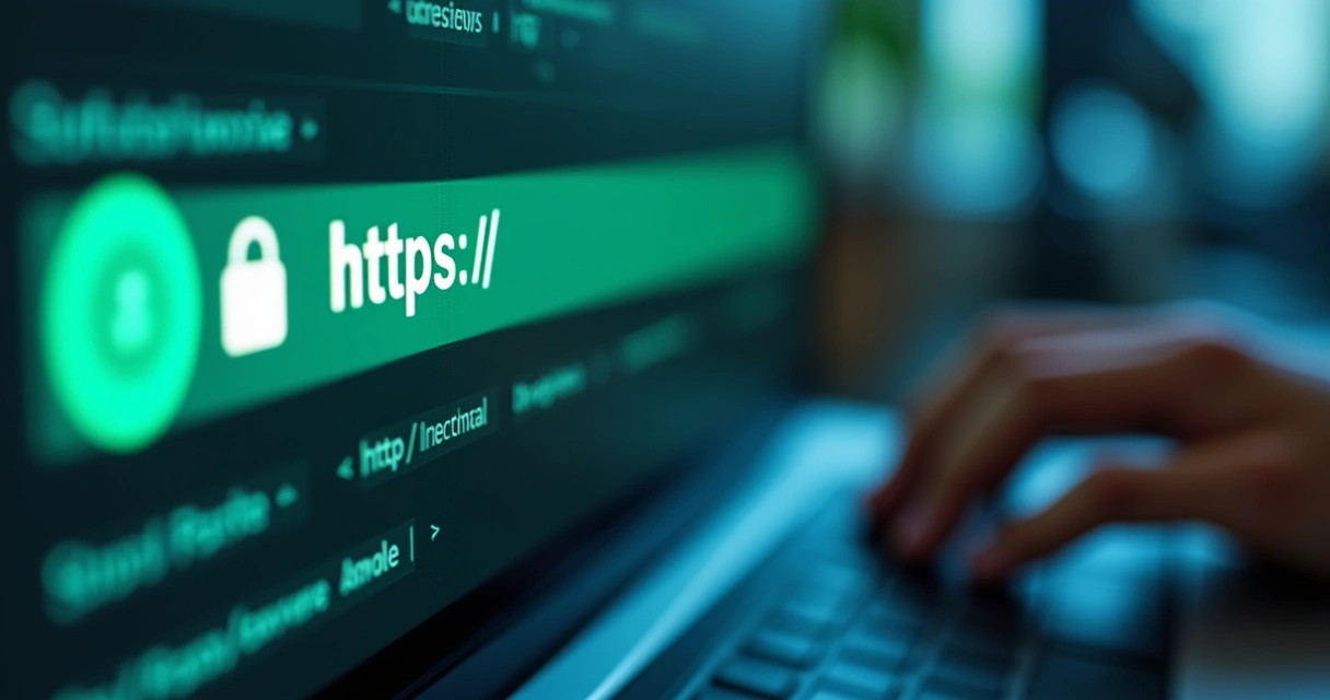 Barra de URL exibindo HTTPS antes do endereço do site 