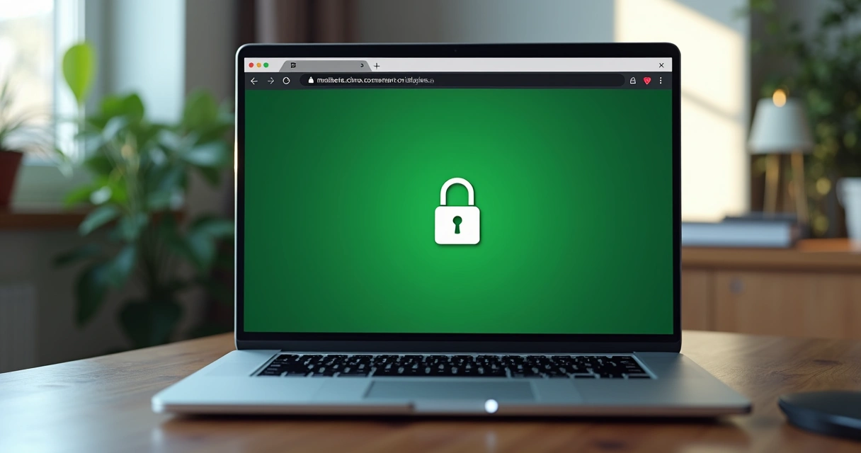 Selo de certificado SSL verde em tela de navegador mostrando HTTPS 