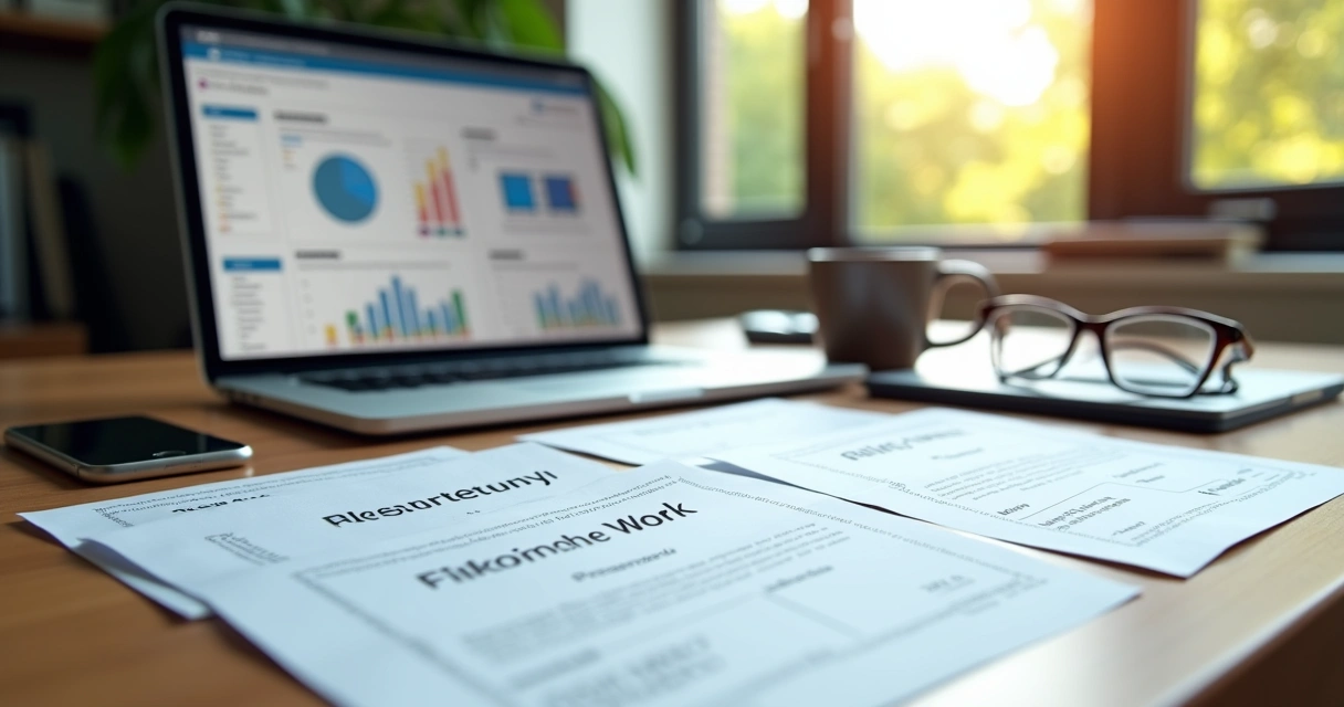 Certificados digitais impressos sobre mesa com computador portátil ao fundo 