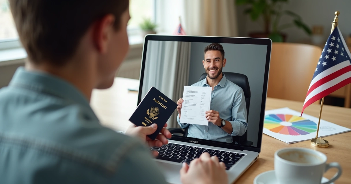 Certified Acceptance Agent verifying passport over video call.
