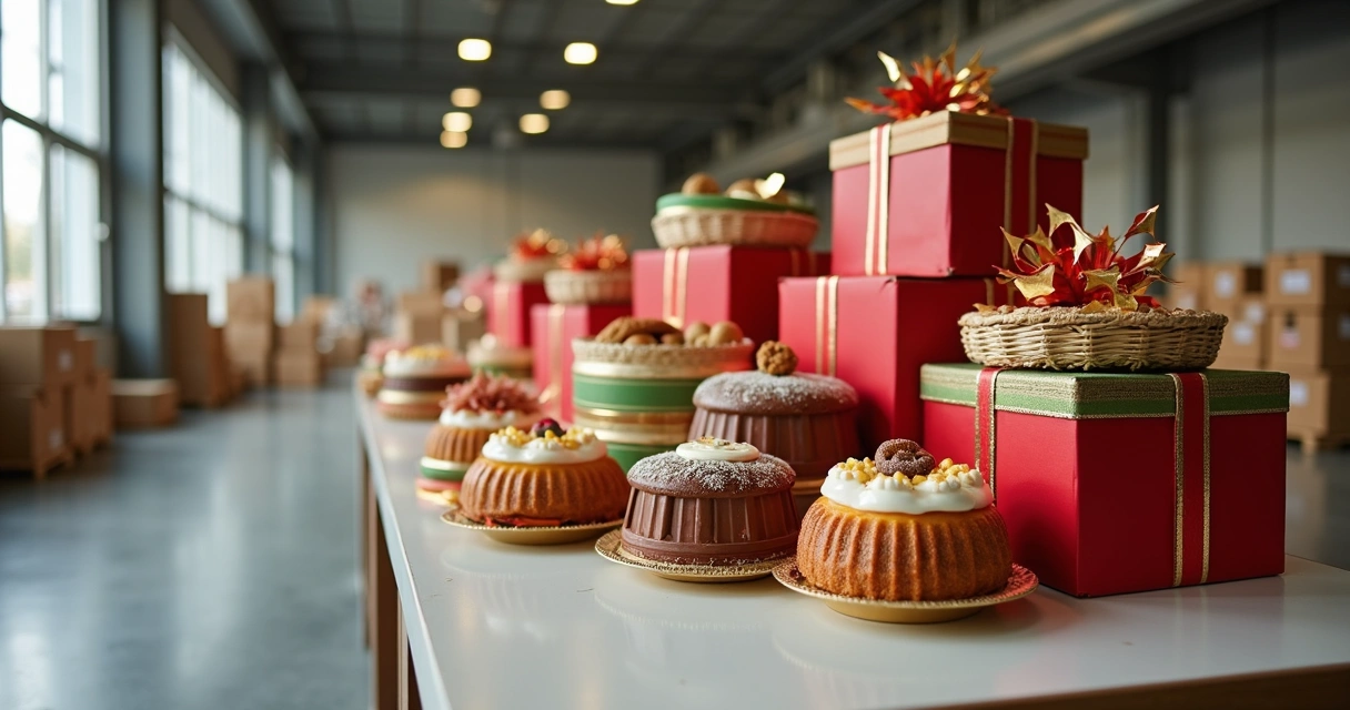 Cestas de Natal organizadas em ambiente corporativo 