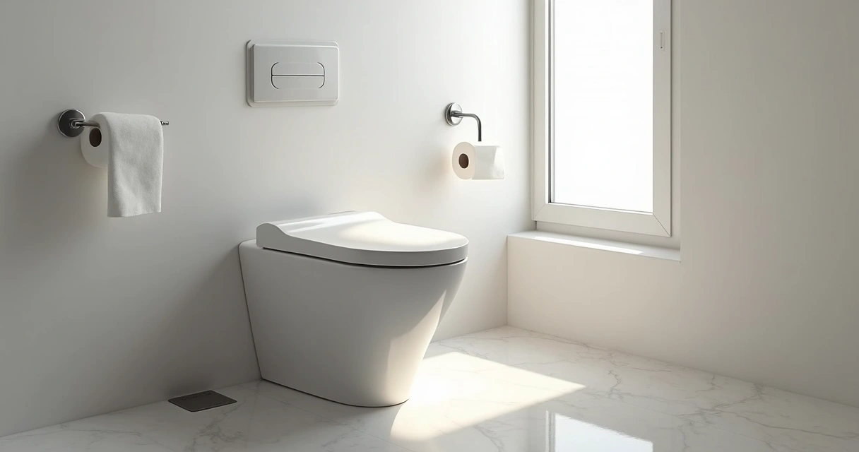 Cesto para papel higiênico ao lado do vaso sanitário 