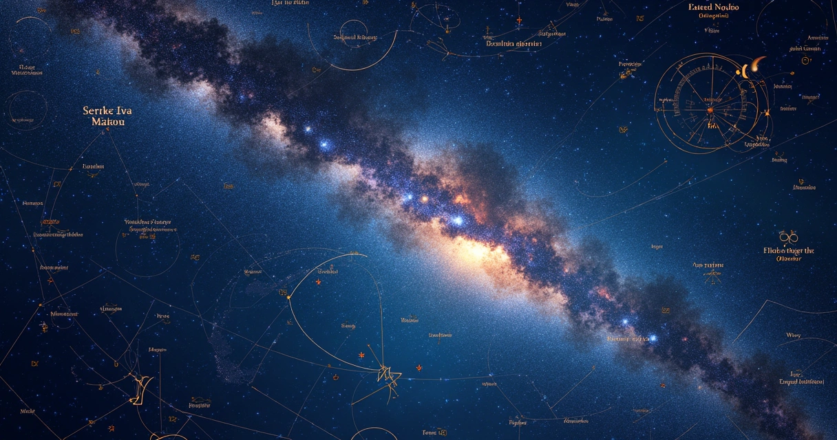 Mapa astrológico colorido do céu em 2026 