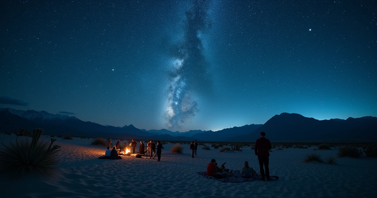 Céu estrelado no deserto do Atacama à noite 