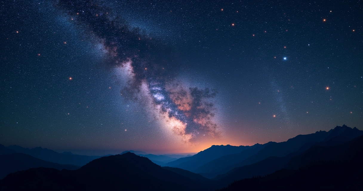 Céu noturno repleto de estrelas de diversos tamanhos e cores 