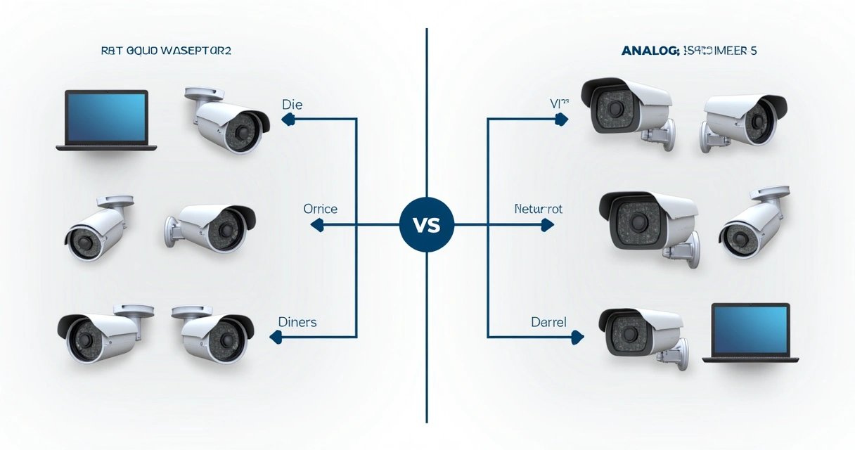 Esquema ilustrando comparativo do consumo de HD entre câmeras IP e analógicas 