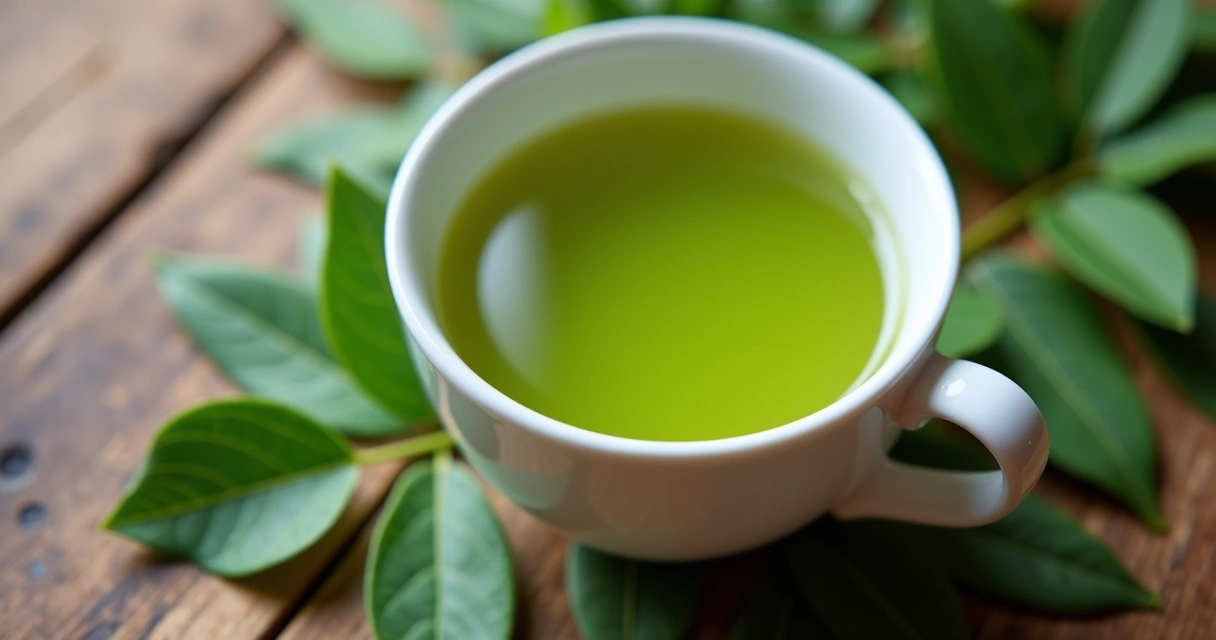 Chá de moringa em xícara branca