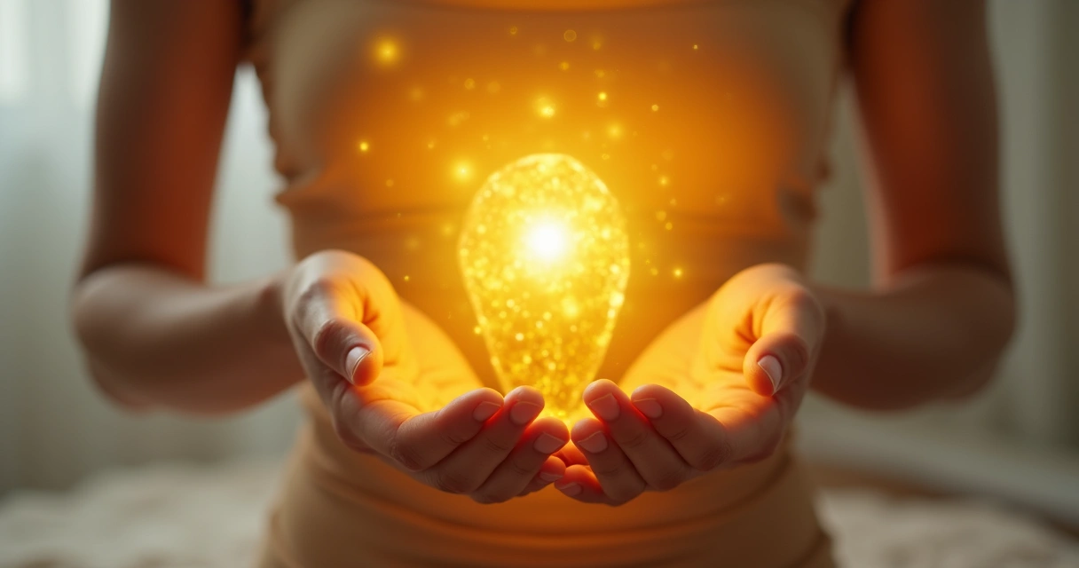 Chakra do plexo solar alinhado, pedra citrino sobre o abdômen 