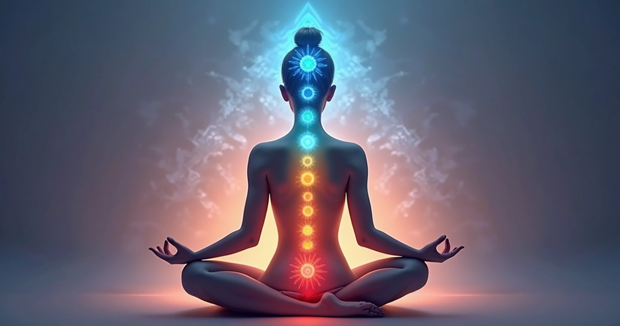 Sete chakras alinhados no corpo humano