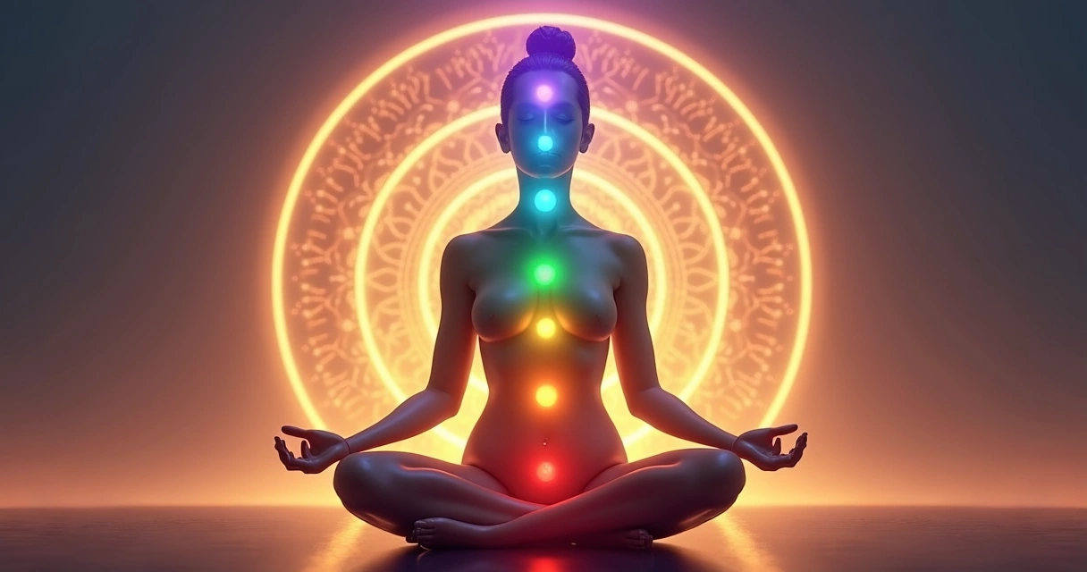 Chakras alinhados no corpo humano 
