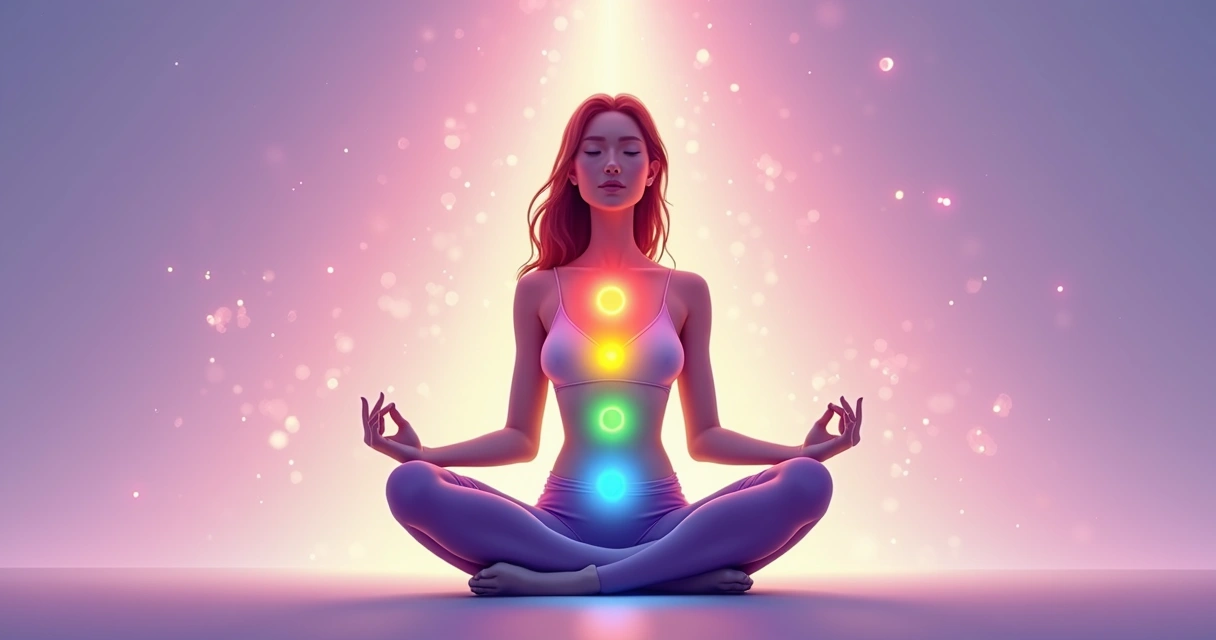 Ilustração colorida dos chakras no corpo humano 