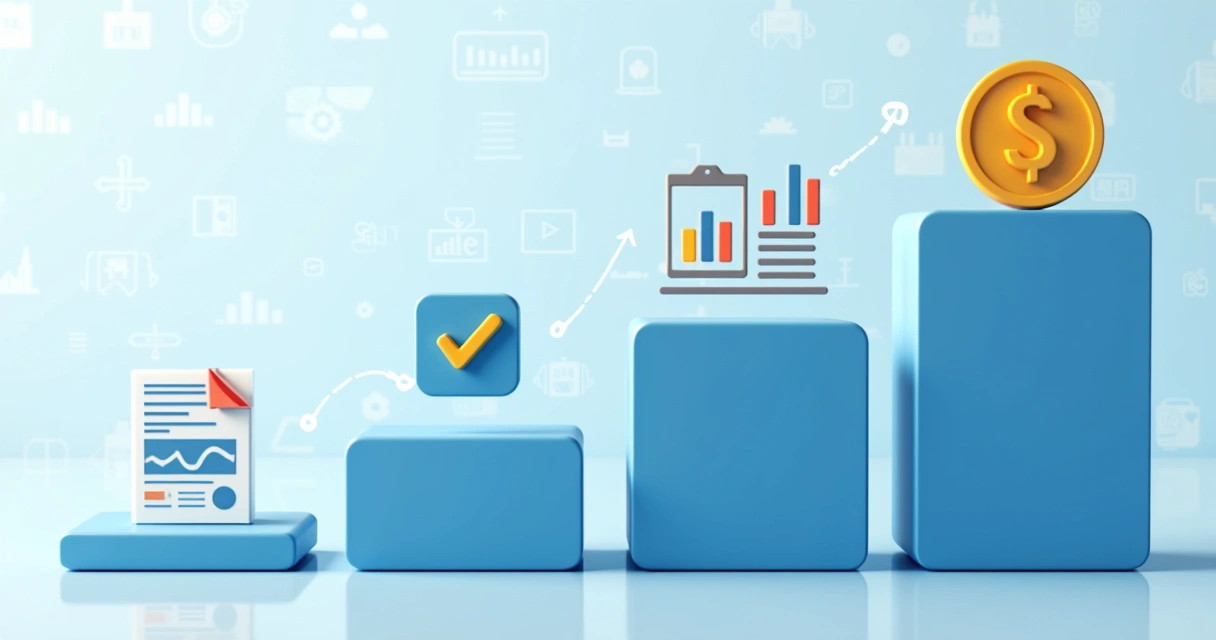 Progress tracker showing levels of trading evaluation completion 