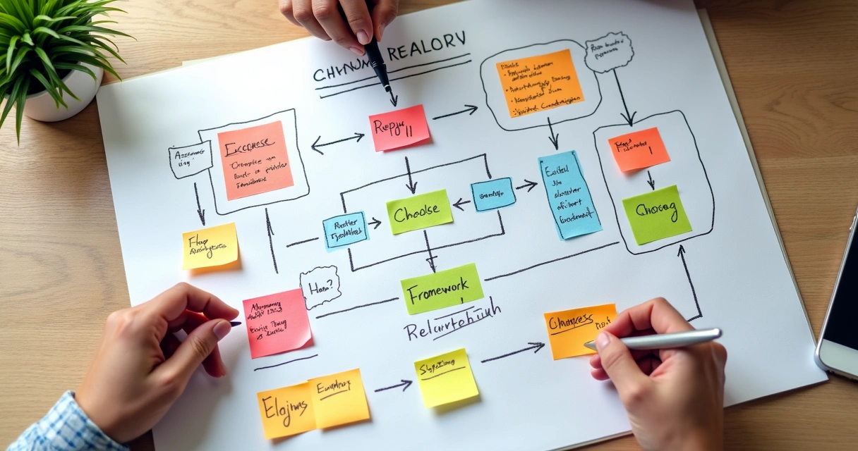 Diagram showing steps in a systemic change process 