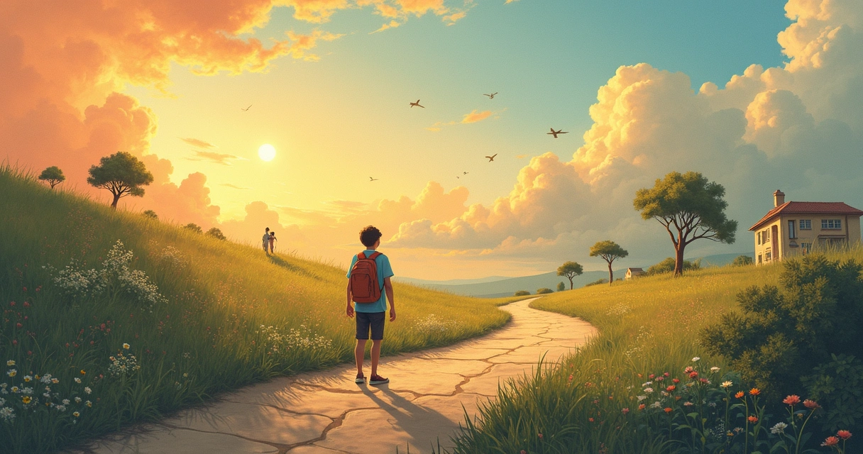 Illustration showing personal change and new life chapters 