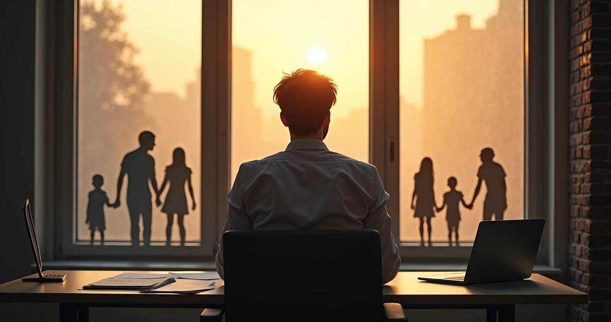 Business professional reflecting on changing emotional habits at their desk