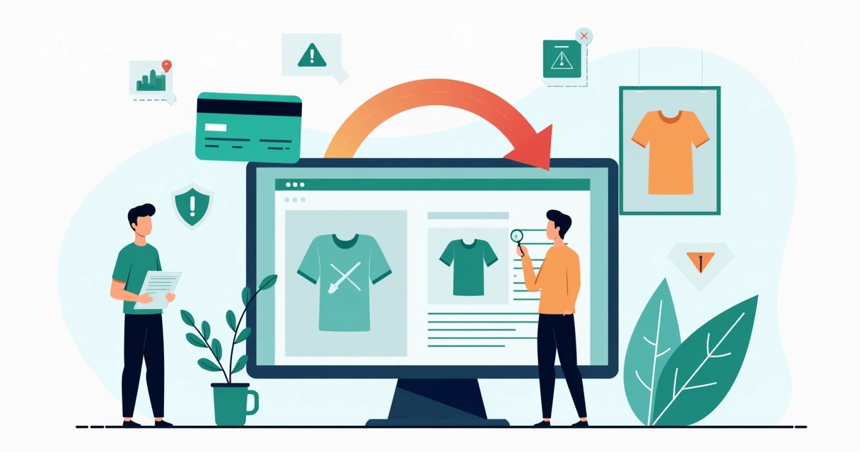 Ilustração de chargeback em loja virtual de produtos personalizados 