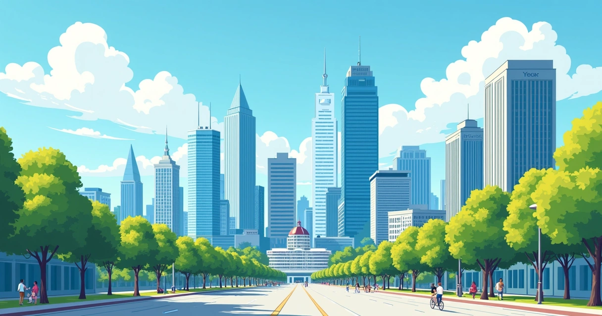 Skyline de Charlotte com prédios altos e ruas largas 