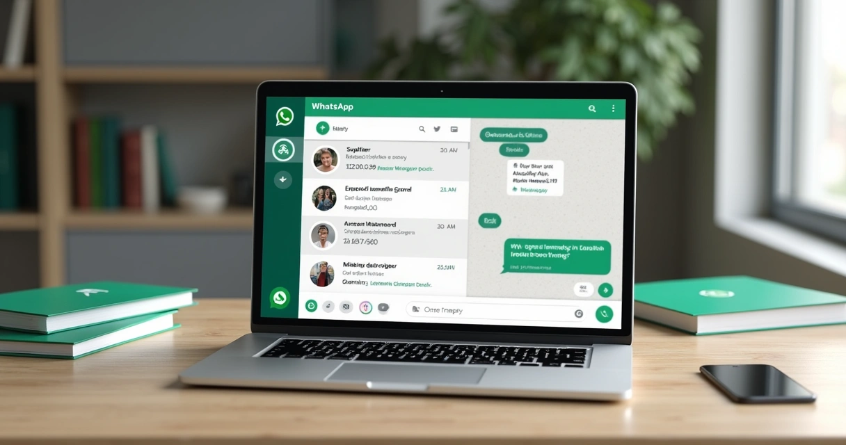 WhatsApp Business como canal de vendas B2B: guia para gestores de canais Conversa de pedidos entre empresa e distribuidor no WhatsApp exibida no monitor