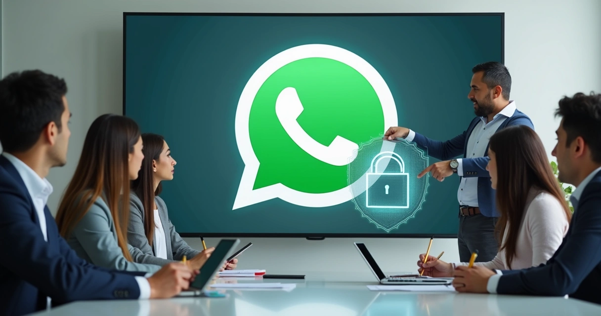 Tela de WhatsApp com mensagens protegidas por cadeado digital 