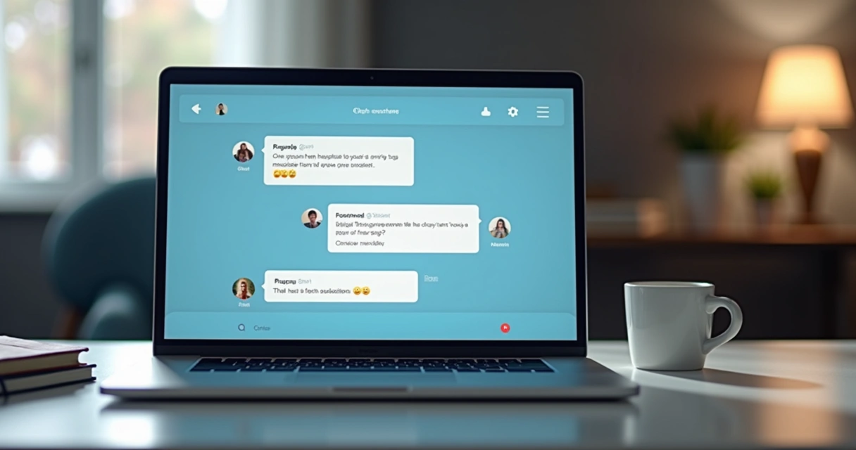 Tela de conversa online com uma pessoa isolada visualmente no grupo 