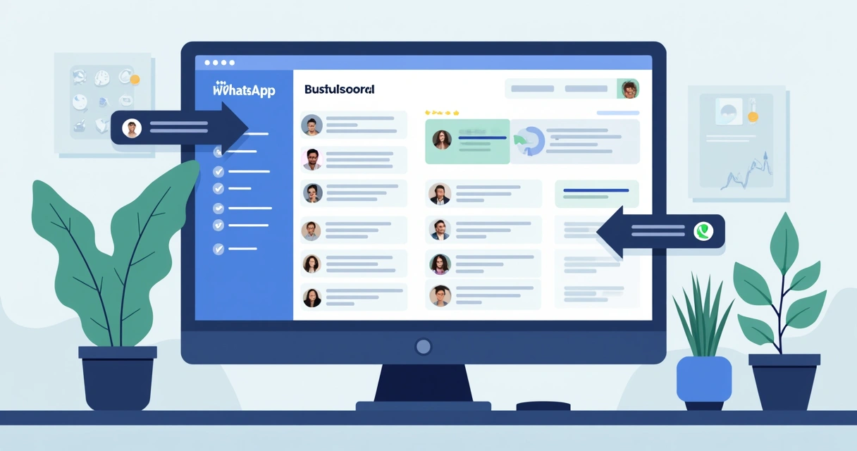Tela de CRM mostrando integração com WhatsApp, visível histórico de mensagens de clientes. 