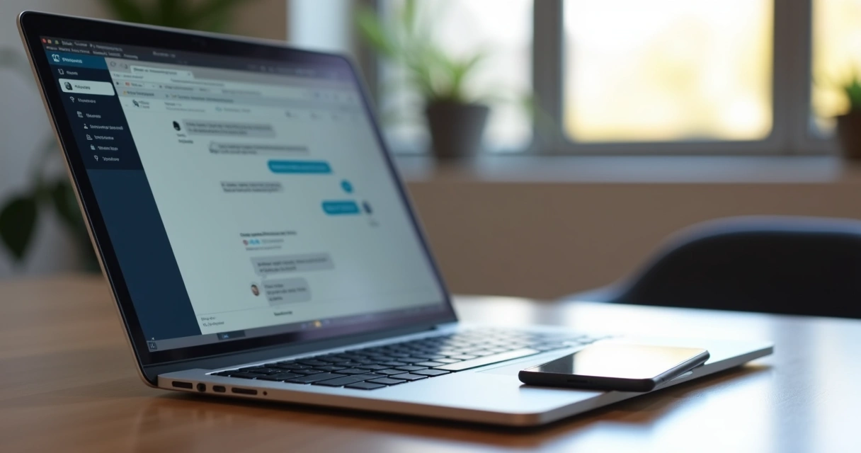 Chat laboral con mensajes breves y pausas largas 