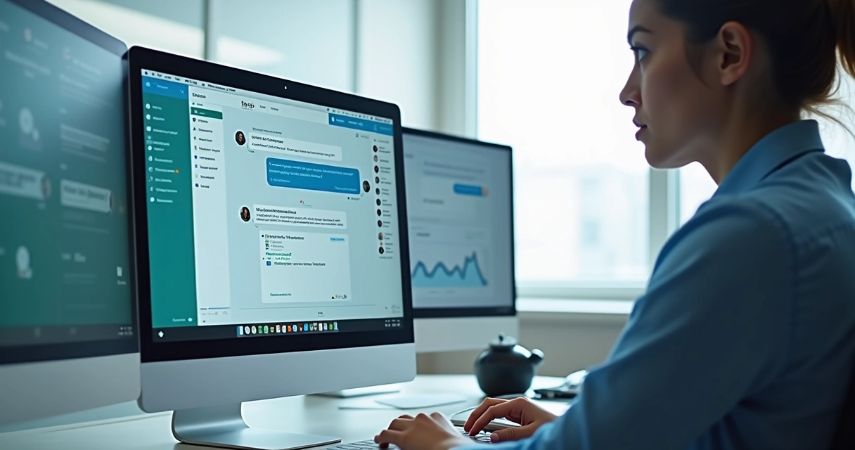 Tela de chat online com suporte ao cliente em site profissional 