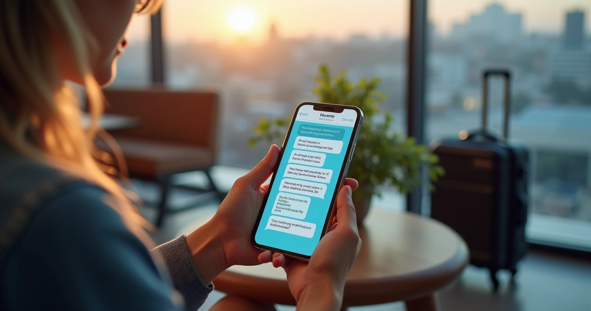 Chatbot de atendimento automatizado em tela de smartphone de cliente na agência 