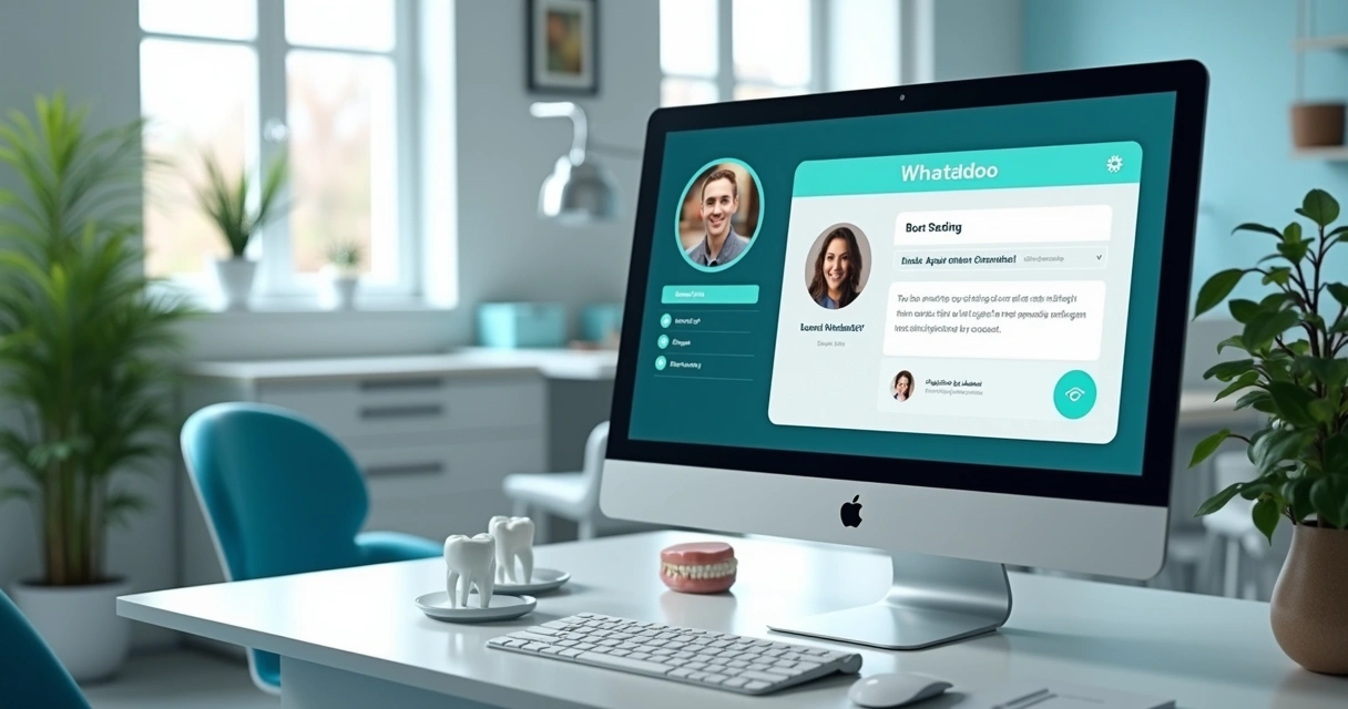 Chatbot agendando consulta na tela do computador da clínica