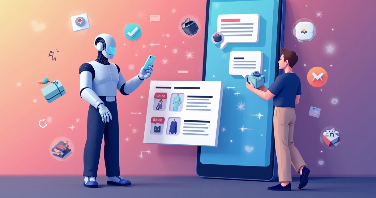 Chatbot inteligente em app de varejo interagindo com cliente 