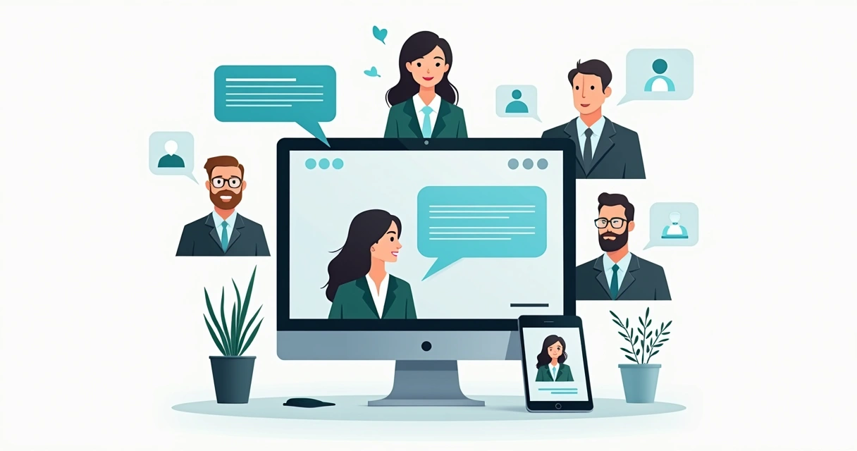 Agente virtual conversando com vários clientes pela tela 