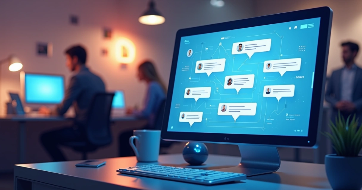 Chatbot em interface digital atendendo clientes simultaneamente