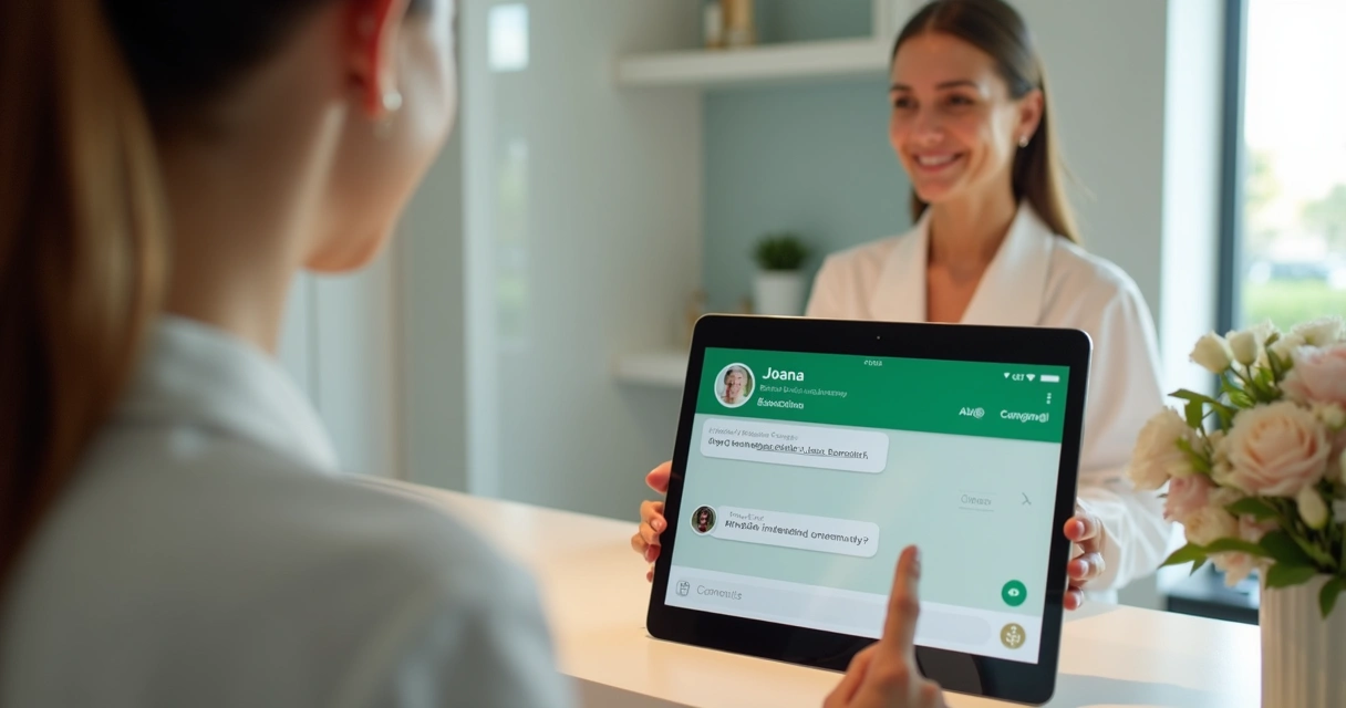 Chatbot digital atendendo mensagens no WhatsApp de uma clínica 