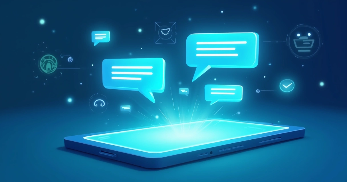Chatbot interagindo com cliente em tela digital 