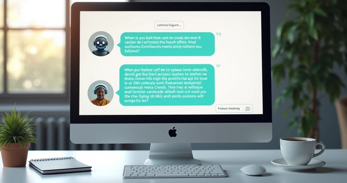 Chatbot conversa com cliente na tela de um notebook 