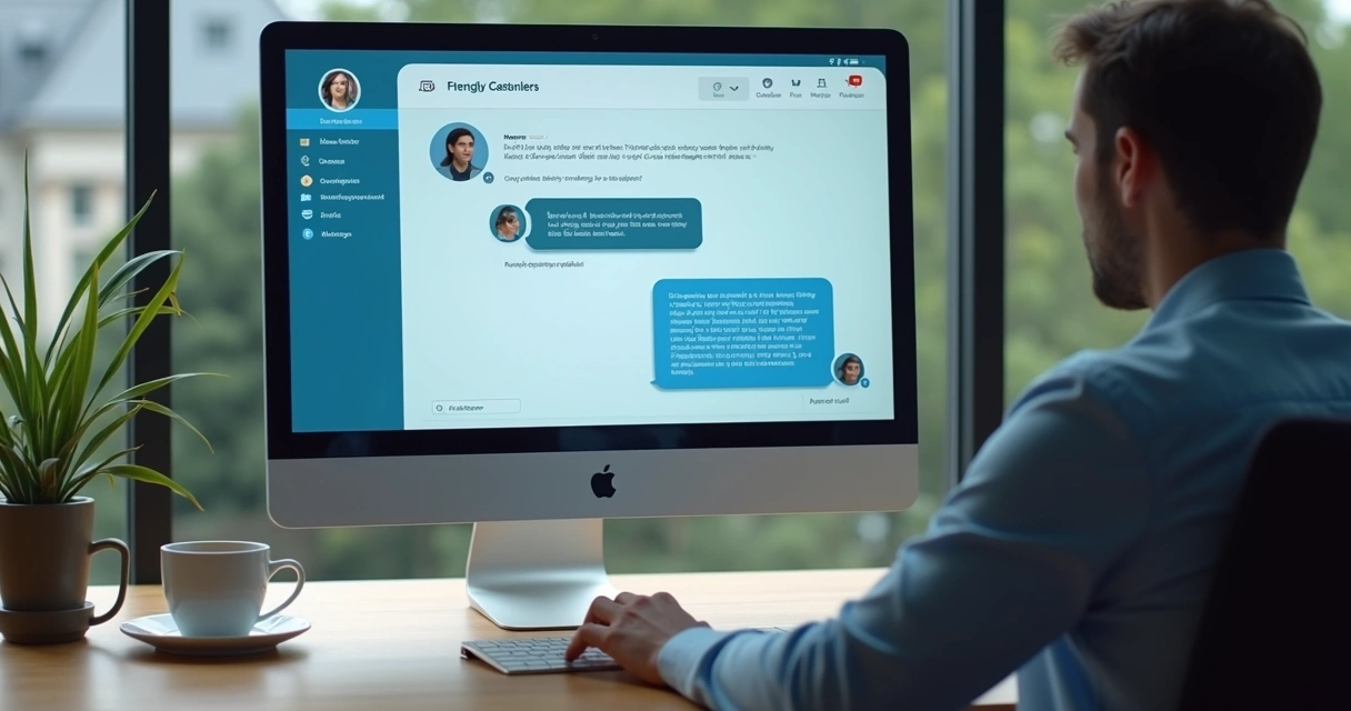 Chatbot atendendo cliente em tela de computador