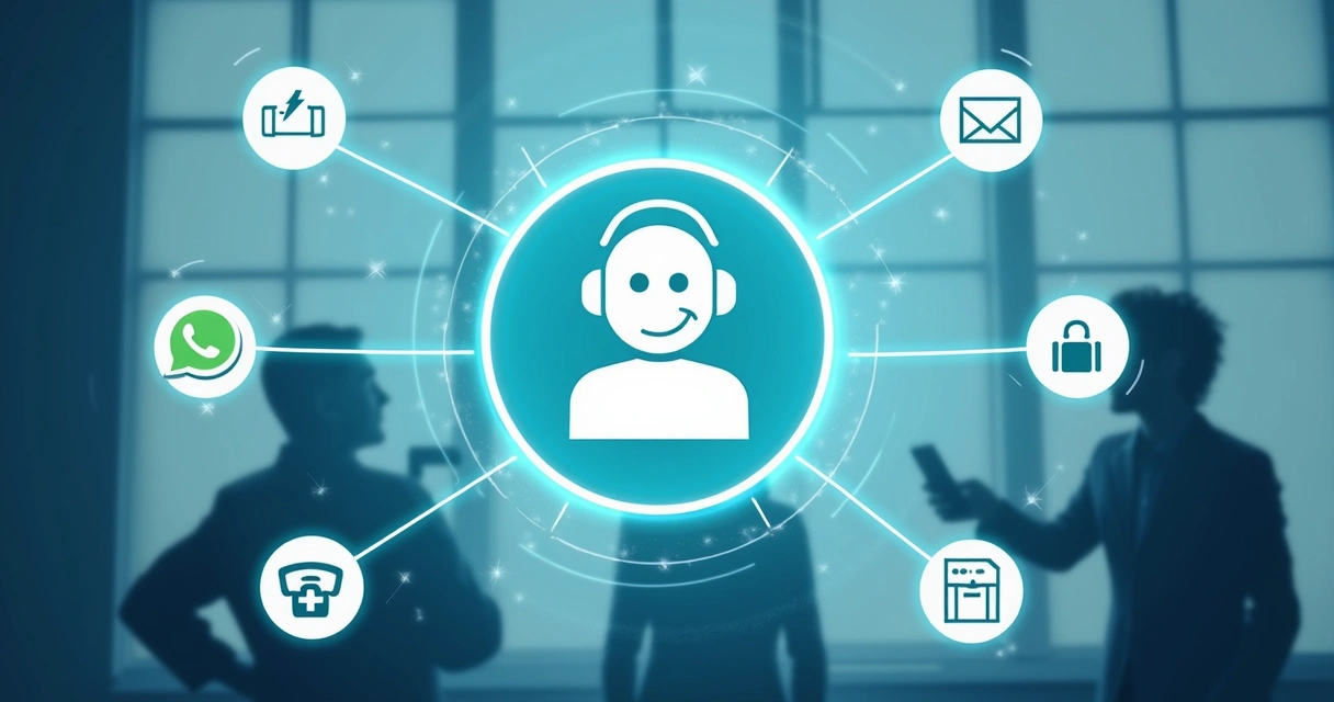 Chatbot com interface digital atendendo cliente em vários canais. 