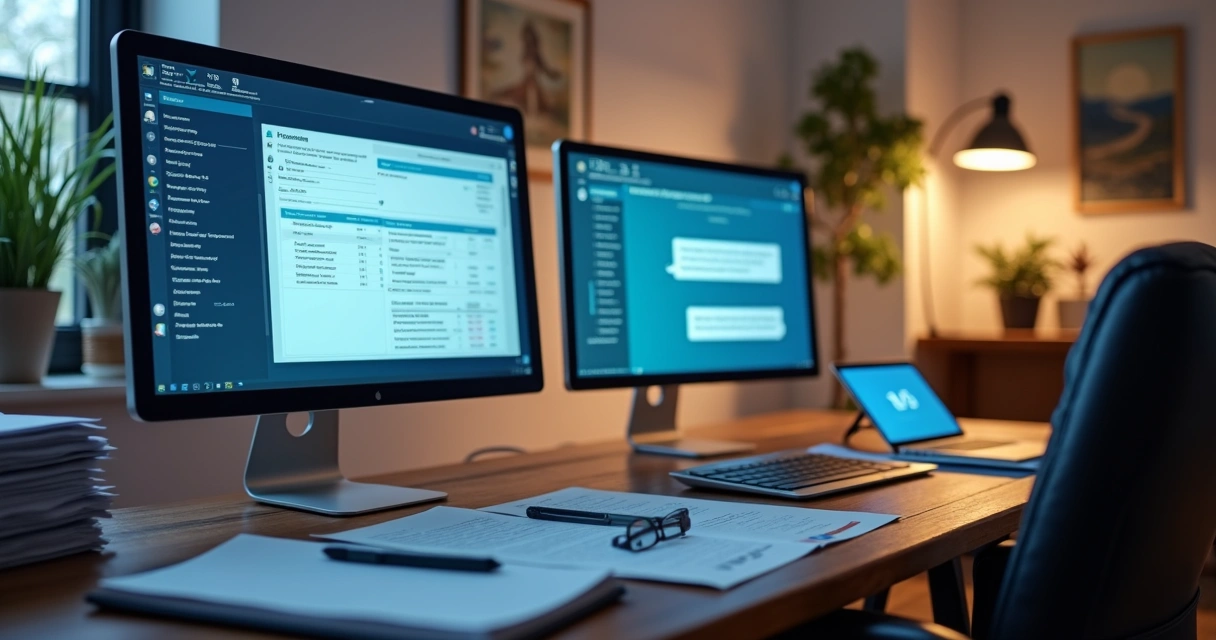 Chatbot simulando conversa de atendimento contábil com detalhes realistas