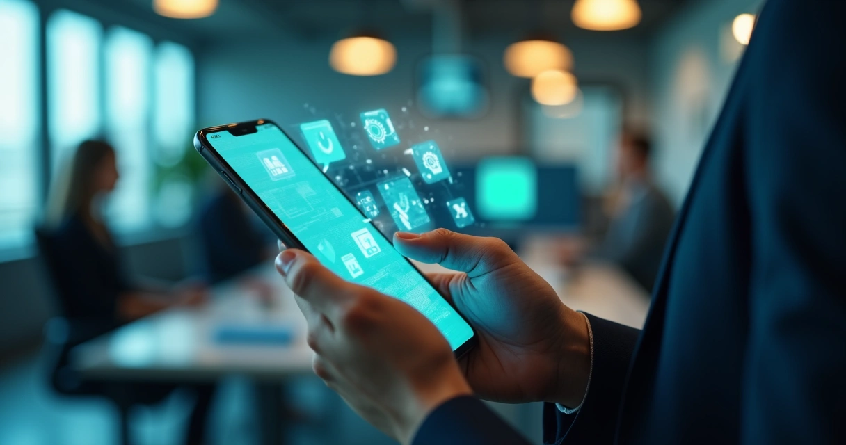 Chatbot digital respondendo mensagem na tela de um smartphone 