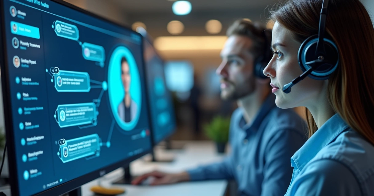 Chatbot digital interagindo com cliente em tela de computador 