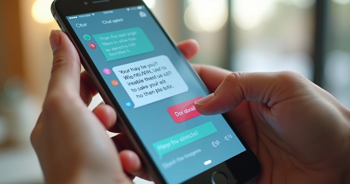 Interface de chatbot amigável e colorida mostrando conversa natural e opção de falar com atendente 