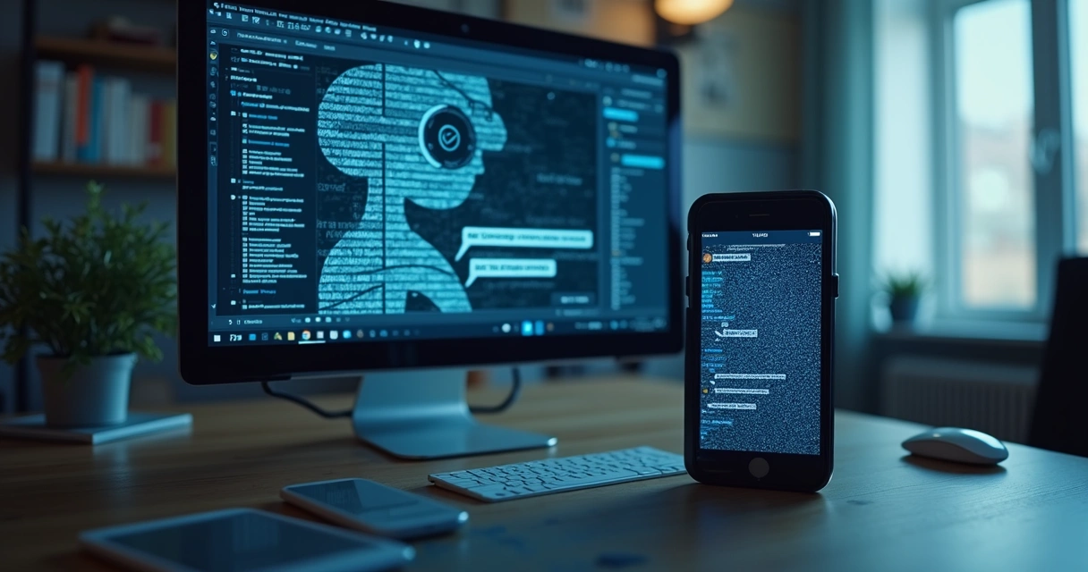 Interface de chatbot inteligente conversando com usuários 