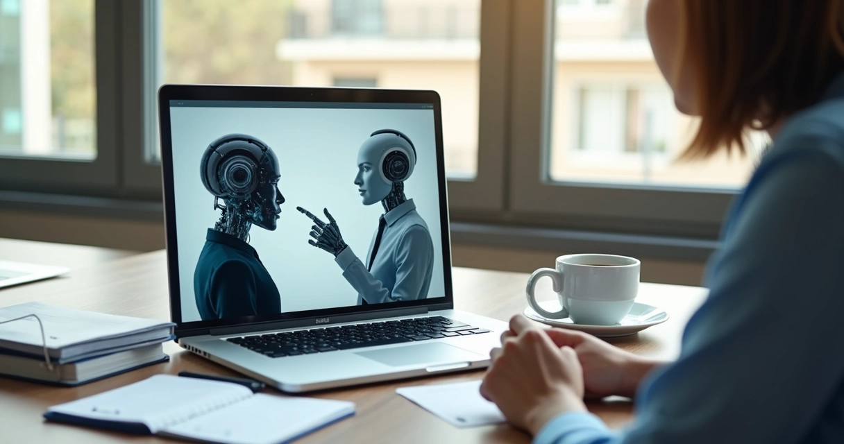 Chatbot conversando em tela de computador 