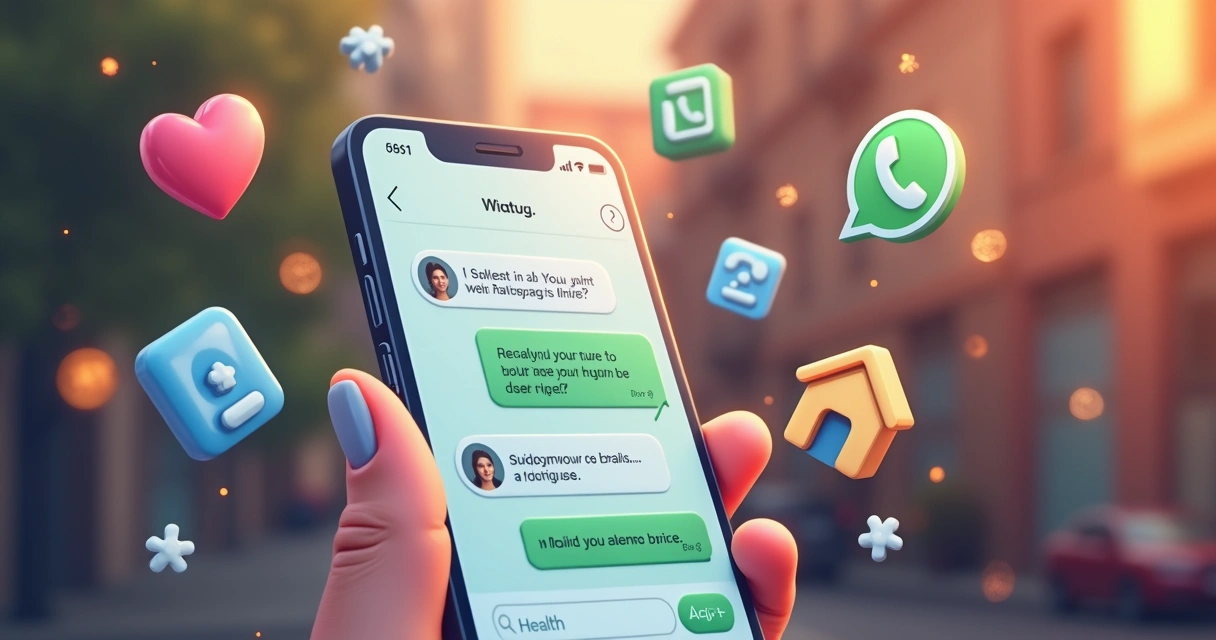 Chatbot interagindo em tela de WhatsApp no smartphone 