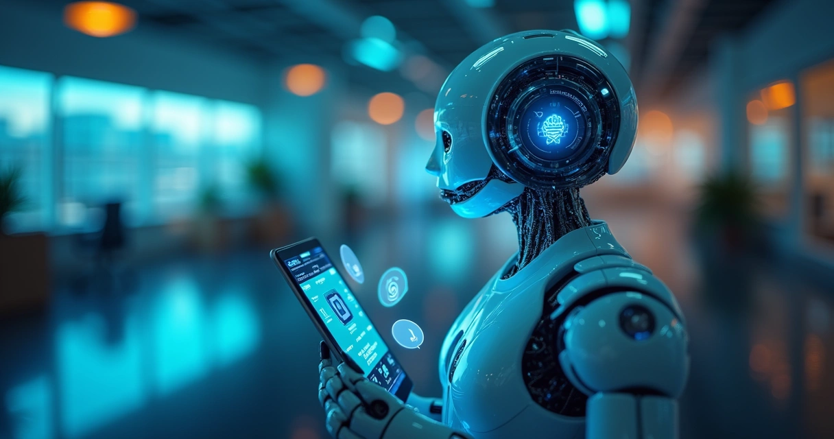 Chatbot com inteligência artificial atendendo usuário em tela digital 