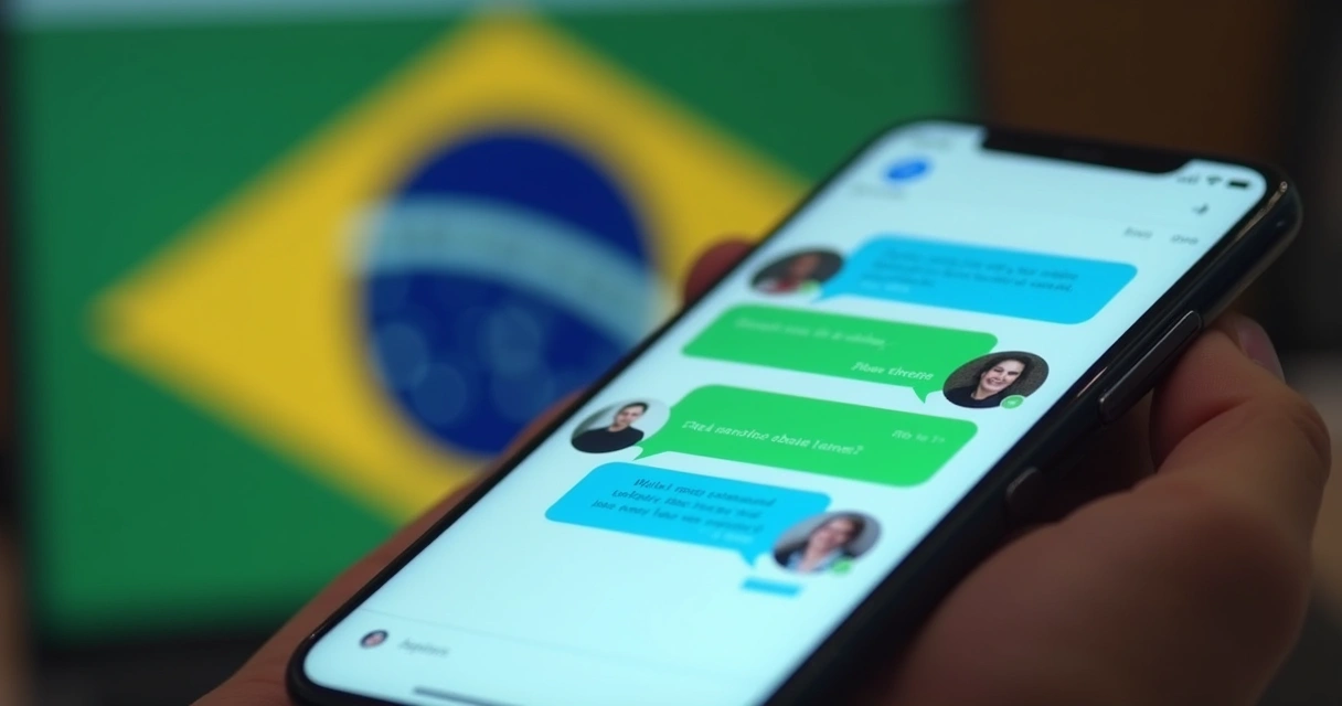 Chatbot digital em smartphone em tela de conversa política