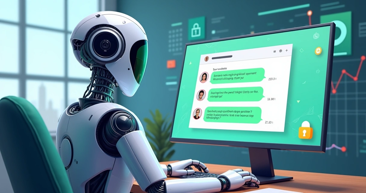 Ilustração de chatbot financeiro no WhatsApp 