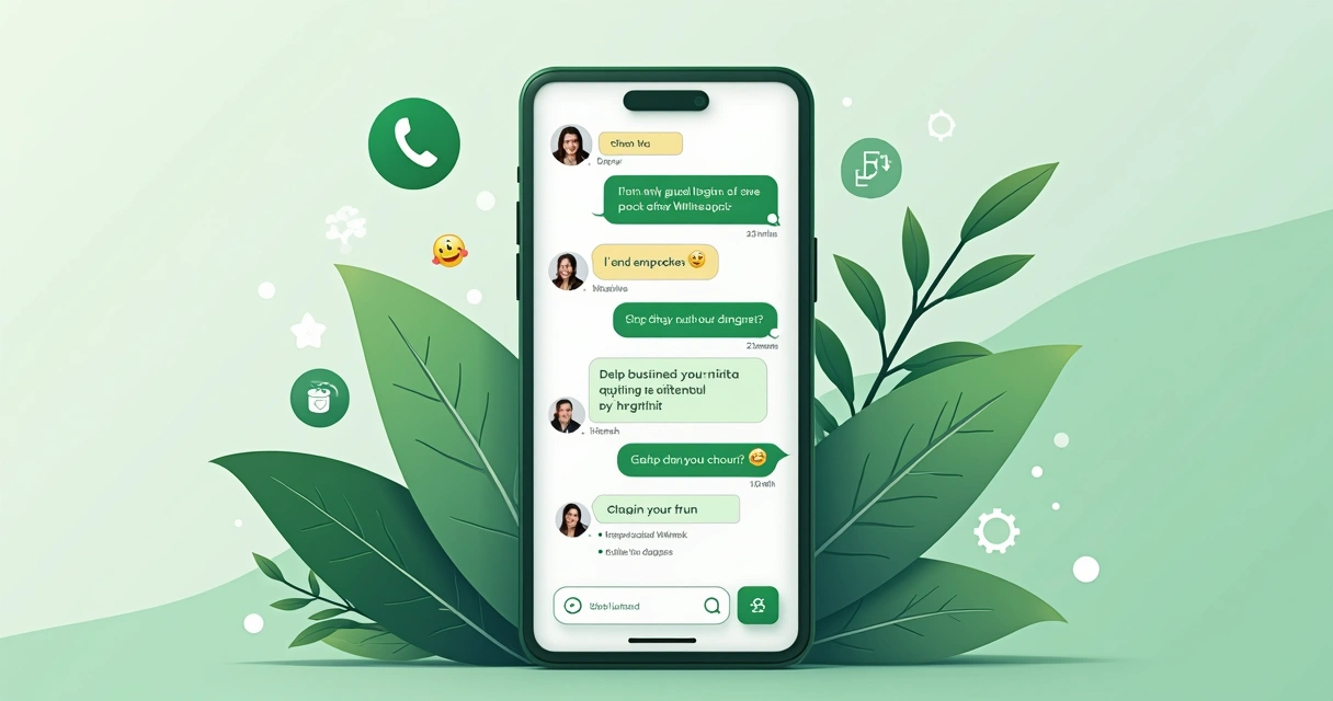 Tela de chat no WhatsApp mostrando conversa entre usuário e chatbot, com ícones de mensagens, emojis e interface de aplicativo 